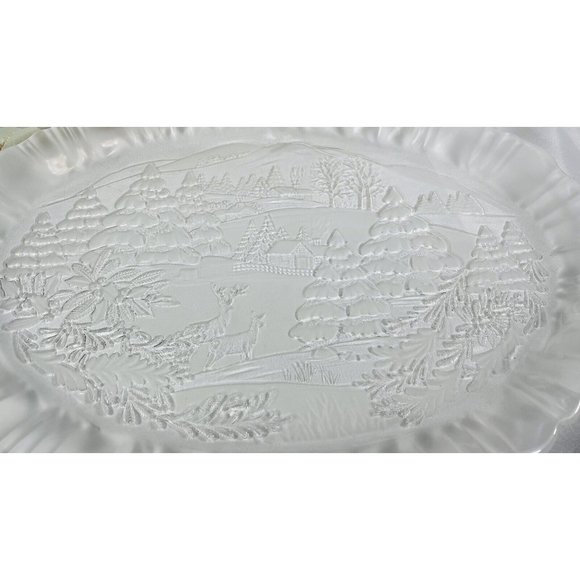 Mikasa Winter Dreams Frosted Canape Tray 17 3/4” Serving Thick Plate Vintage - Picture 16 of 16